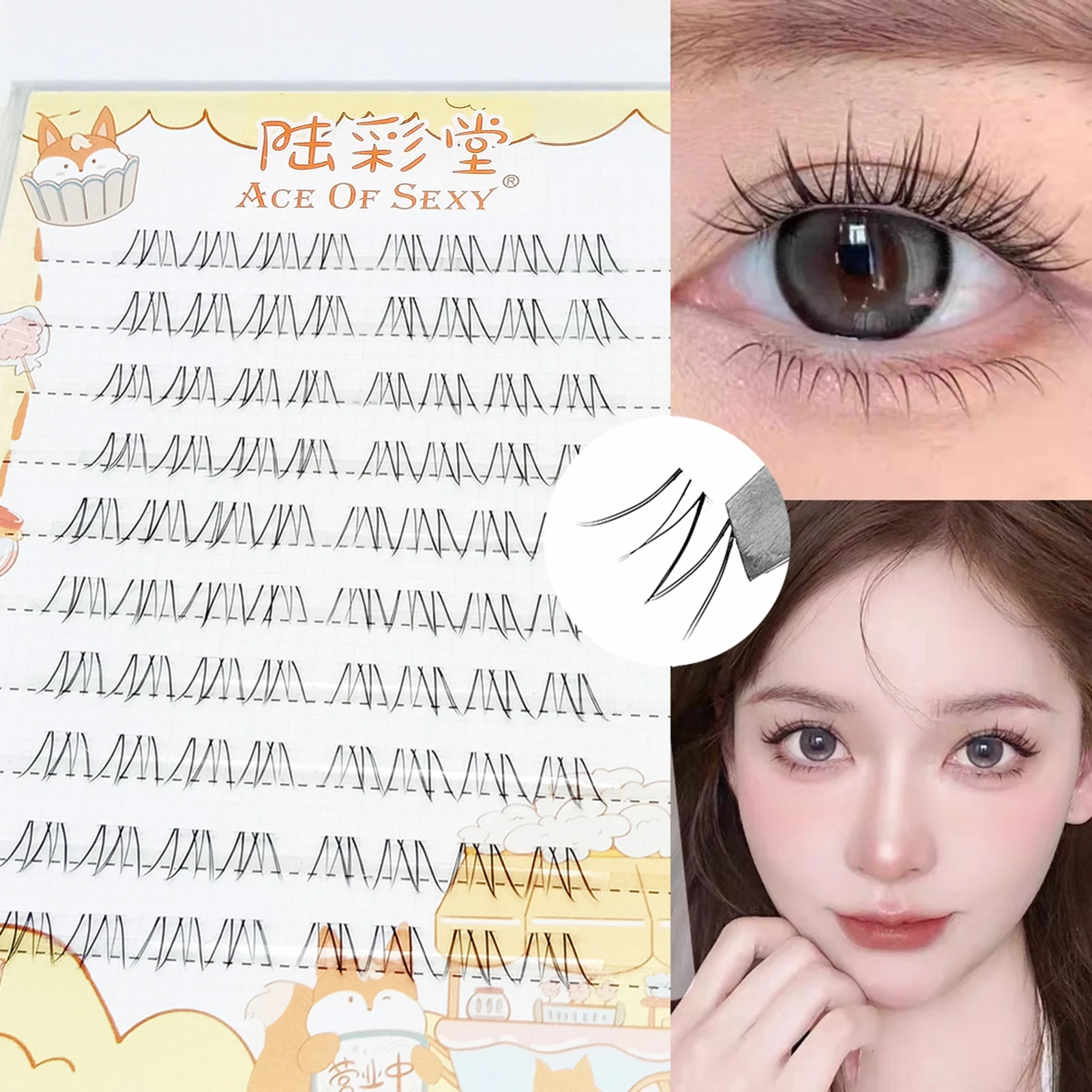 10-reihige Sonnenblumen-Unterwimpernverlängerungssegmentierung, vergrößern die Augen, Comic-Falsche Wimpern-Cluster, geeignet für alle Augentypen
