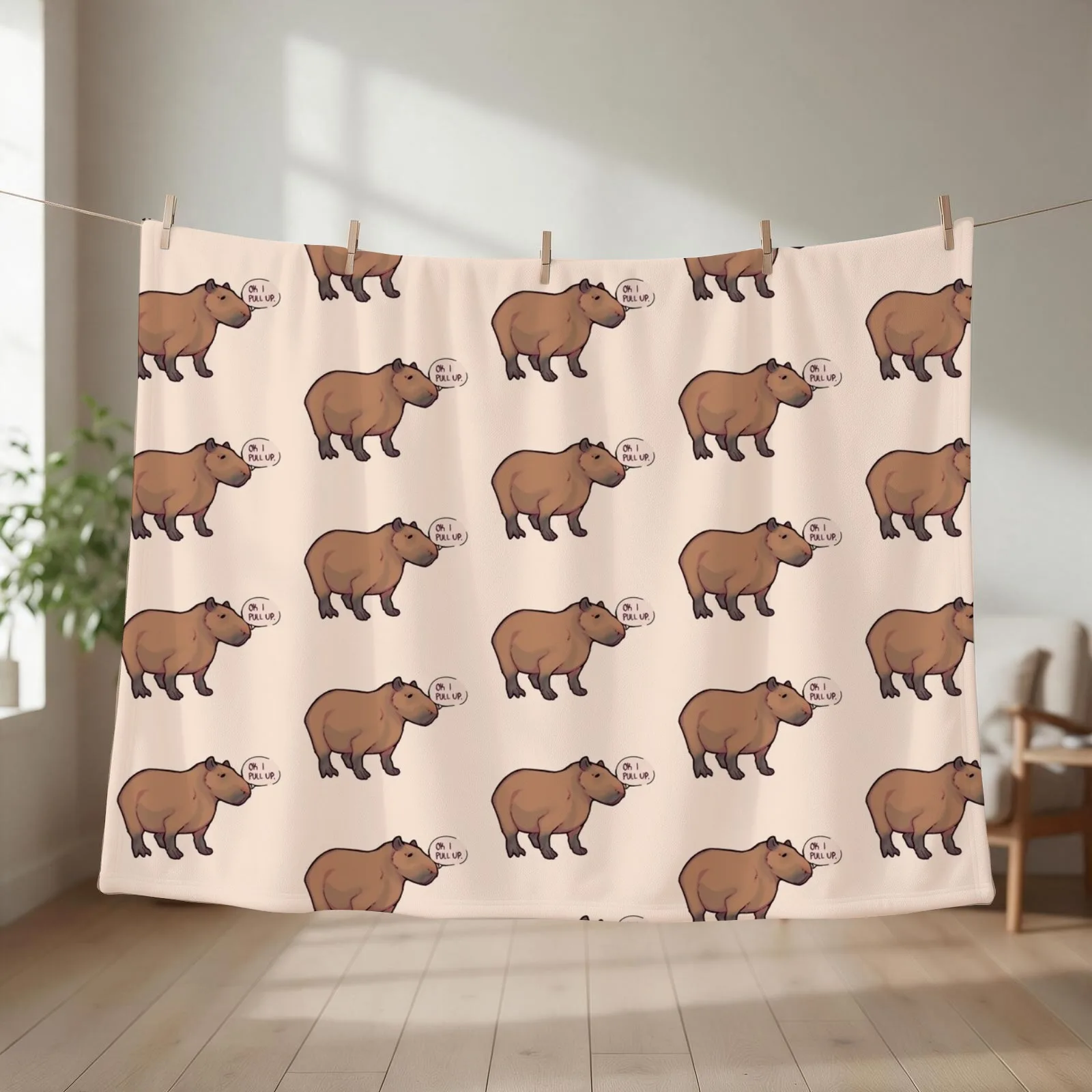 Capybara | Ok I pull up. Throw Blanket couch cozy soft plush fuzzy picnic outdoor blanket