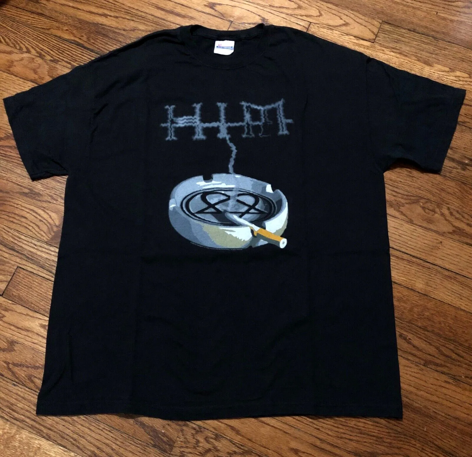 Camiseta de homrbes H.I.M heartagrama smoking, camisa vtg bam, jugera y2k, metal rock XL, 2005