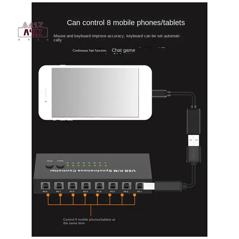 

A41Z-USB K/M Synchronous Controller KVM Switch Multiple Computers Share 1 Set Of Mouse And Keyboard