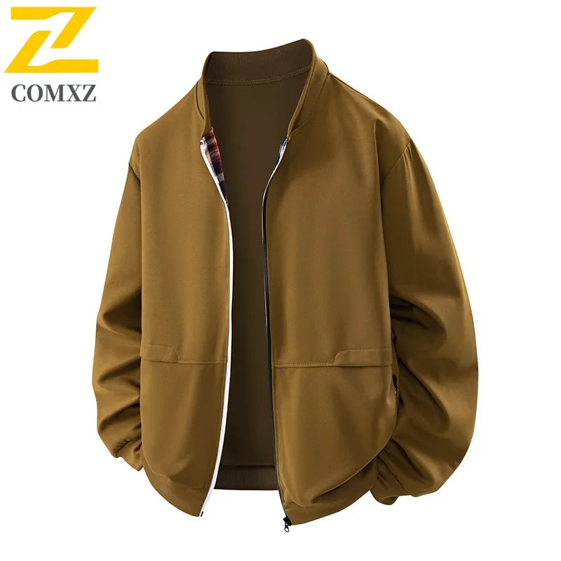 

COMXZ Премиум уличная высококачественная мужская куртка с воротником-стойкой, прочные куртки на молнии для кемпинга, легкая осенняя одежда для путешествий
