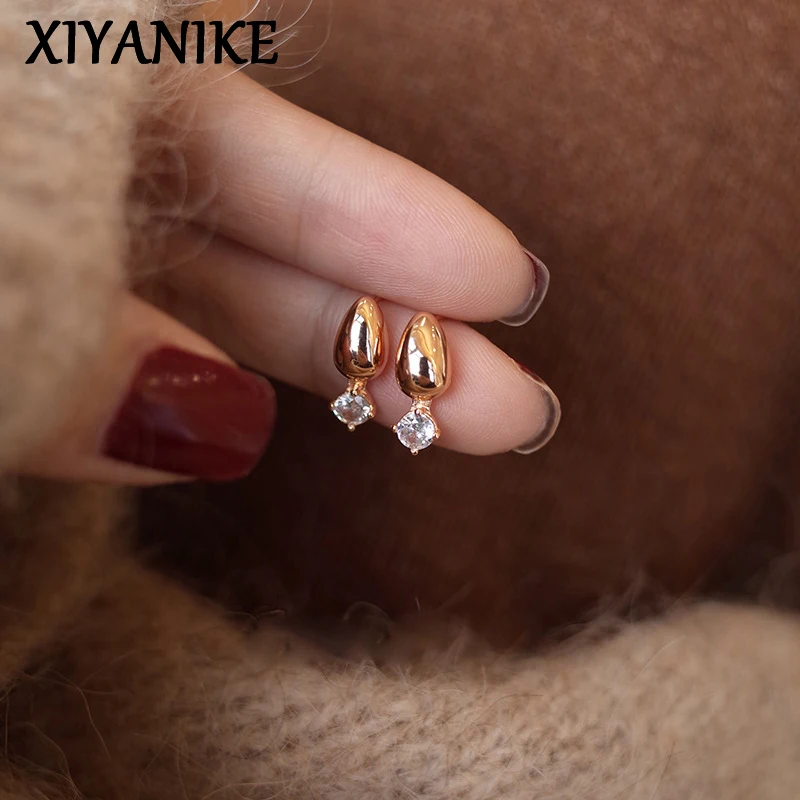 

XIYANIKE Mini Zircon Water Drop Ear Stud Piercing Earrings For Women Fashion New Jewelry Gift Party серьги женские