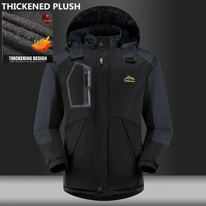 2023 Men Winter Thick Velvet Windproof Down Coat High Quality Male Waterproof Jacket