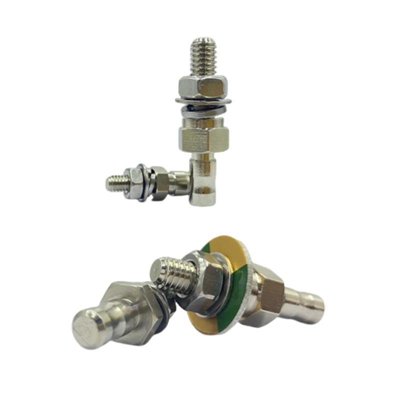 M4 M5 M6 Grounding Pole Terminal Pure Copper Nickel Plated Medical Equipment Yellow Green Grounding Wire Connector
