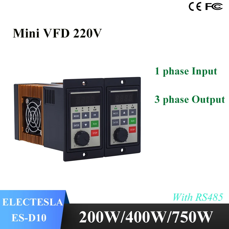 

VFD Mini 200 Вт 400 Вт 750 Вт Вход 1-фазный выход 3-фазный 220 В с RS485 Регулятор скорости двигателя с приводом с переменной частотой Инвертор переменного тока