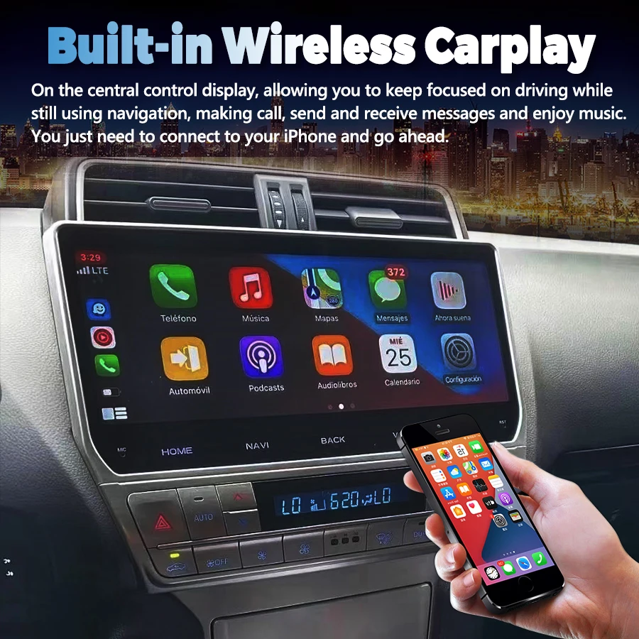 12,3-дюймовый автомобильный радиоприемник с экраном Android 14 CarPlay для Toyota Prado 2021 2019 2020 GPS 2din, авторадио, мультимедийный видеоплеер, навигация