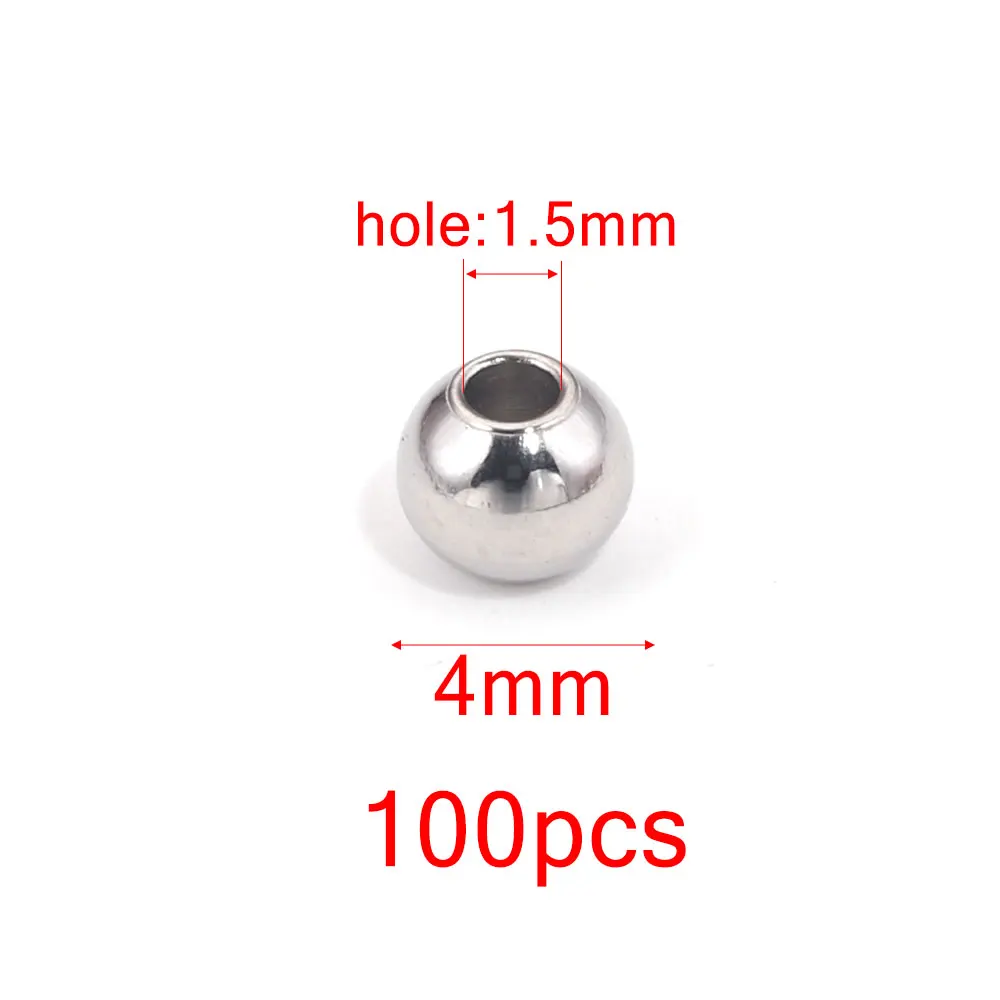 20–100 Stück, 3, 4, 5, 6, 8 mm, Edelstahl-Abstandsperlen, runde Kugel, lose Rocailles für DIY-Armbänder, Schmuckherstellung, Zubehör
