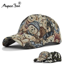 Słodki miś czapka z daszkiem nowa wiosna Sunhat z nadrukiem z psem mężczyźni kobiety Unisex-nastolatki bawełniane czapki z daszkiem moda Hip Hop Vintage Hat