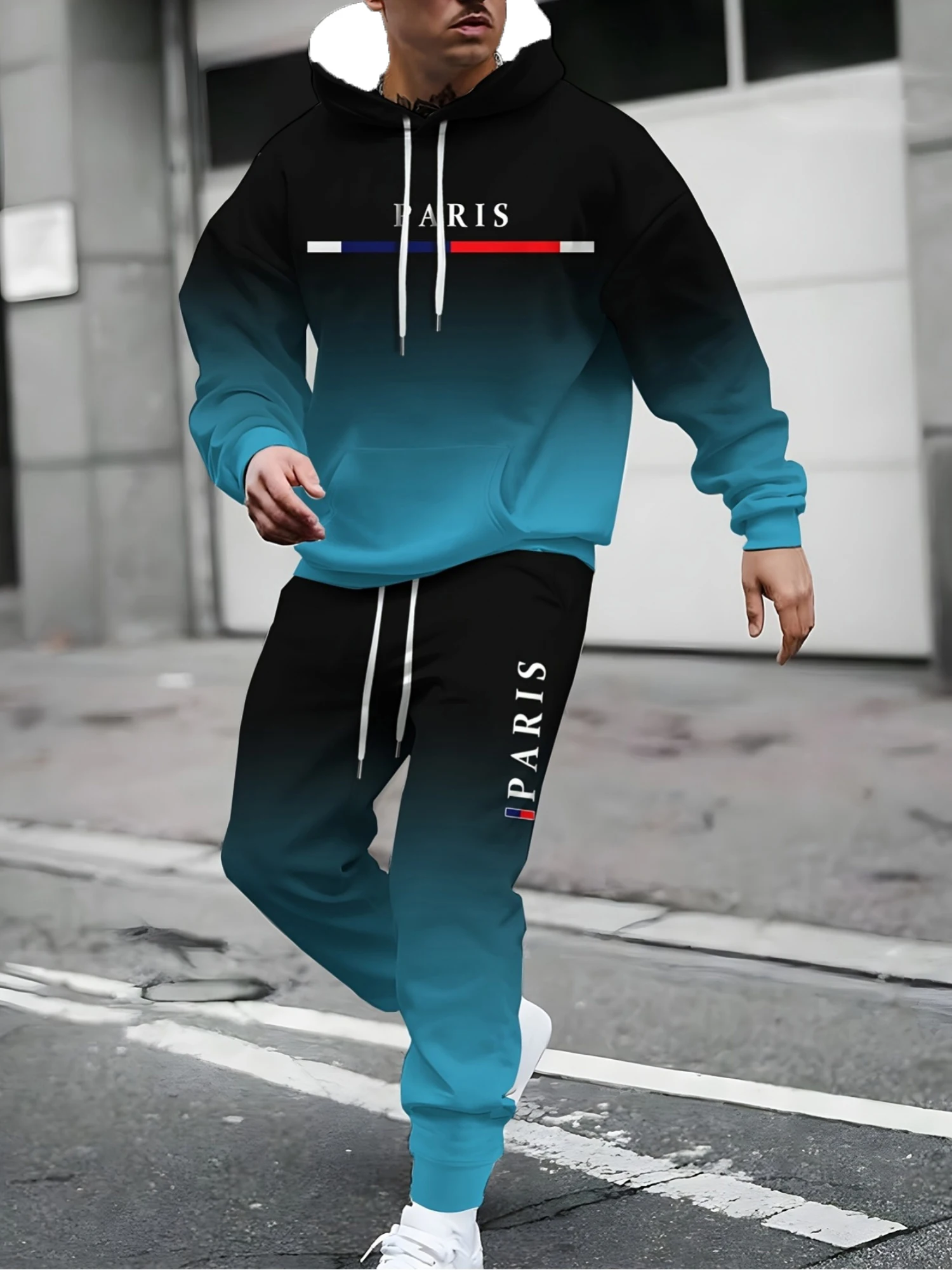 

Autumn and Winter Men Hoodie and Sweatpants Set with Letter Pattern Men Hoodie Casual Outdoor Sportswear Quick Drying Breathable