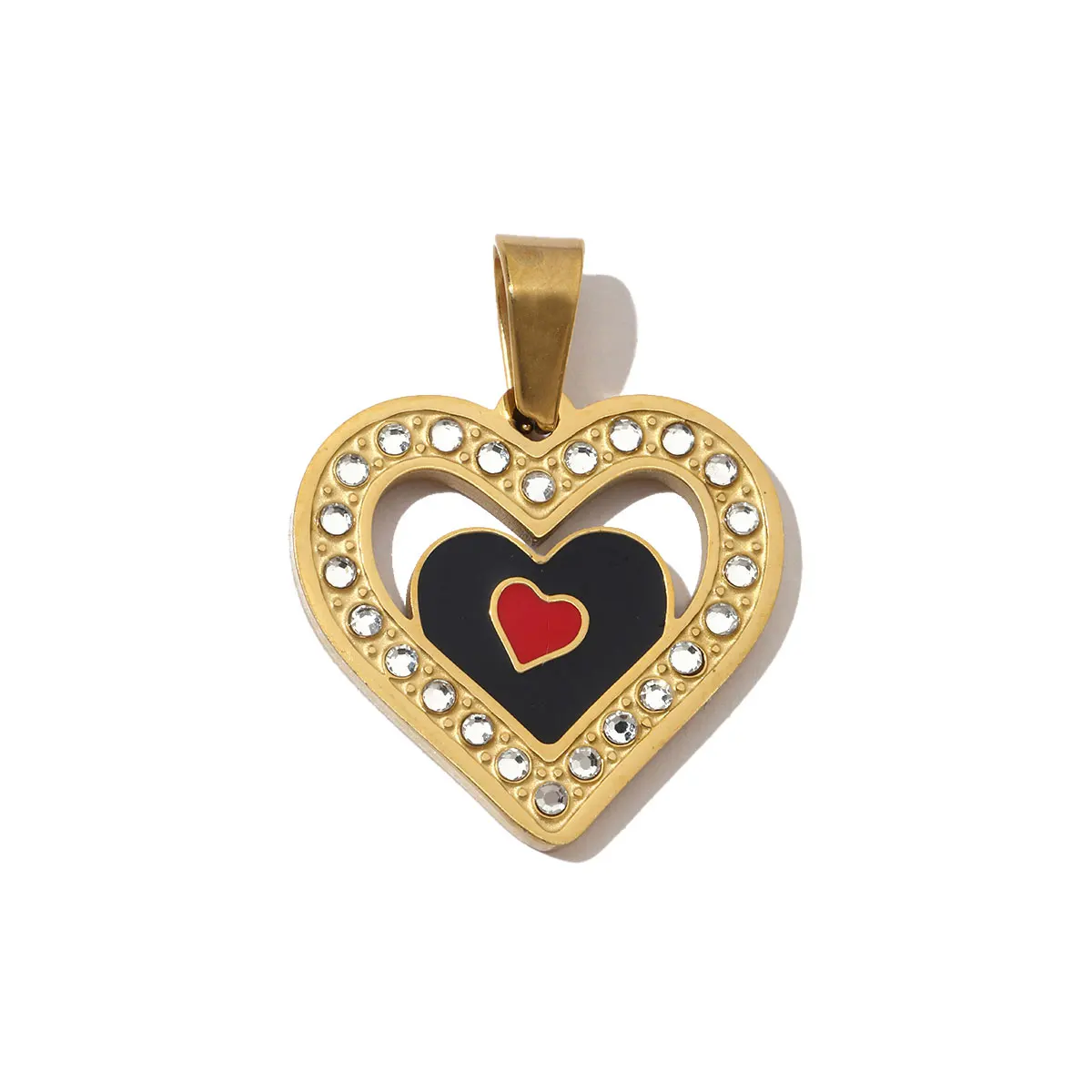 3pcs/Lot French Stone Hamsa Hand Eye Stainless Steel Necklace Pendant Women Enamel Heart Cross Earring DIY Charms Moon Jewelry