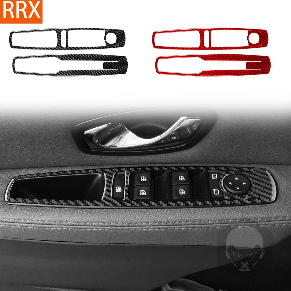 Pegatinas de fibra de carbono real para Renault Fluence Megane 3 RS 2009-2017, panel de control de elevalunas delantero, accesorios decorativos para coche