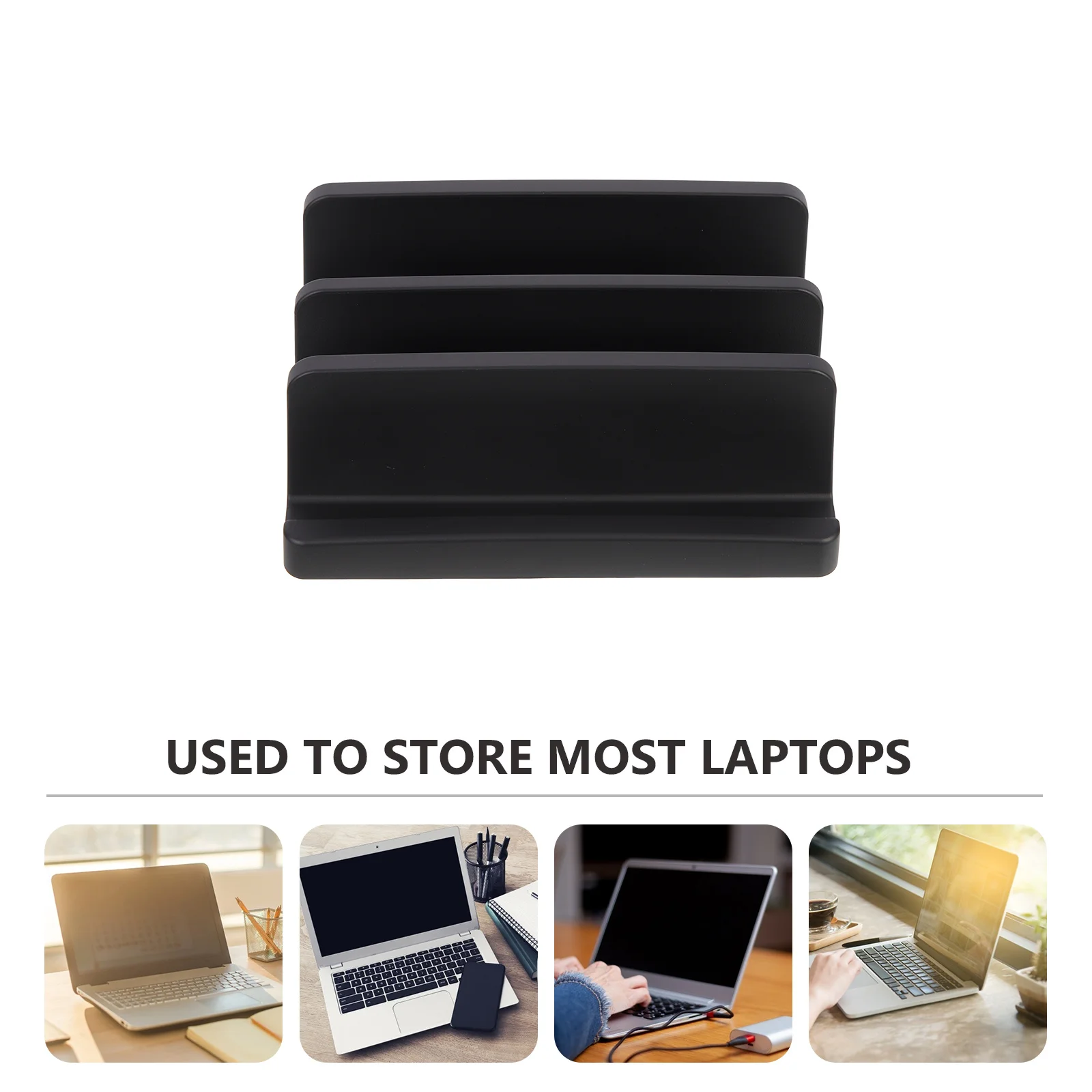 

Laptop Stand Vertical Type Double Slot Plastic Desktop Holder Laptop Storage Organizer Home Supplies Home Supplies