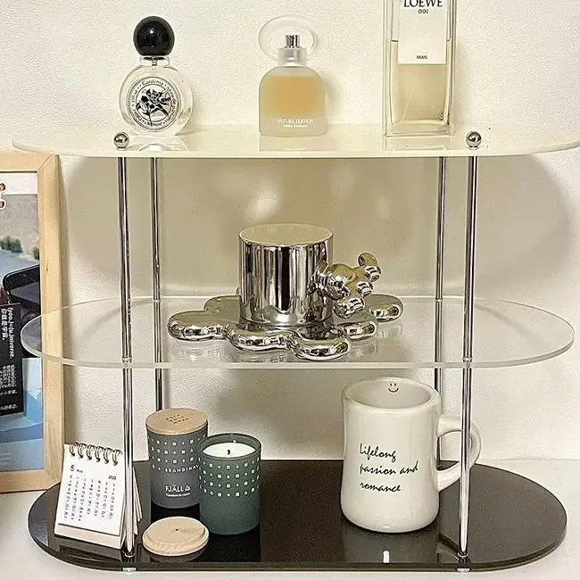 

2-3 Tier Clear Acrylic Water Cup Stand Tabletop Display Shelf, Makeup Perfume Holder Bathroom Organizer,Spice Rack for Kitchen