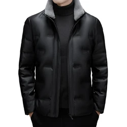 High Quality 2024 Winter Men's Casual White Duck Down Jackets Fur Collar Detachable Warm Puffer Coat Outwear Windproof Thick Top