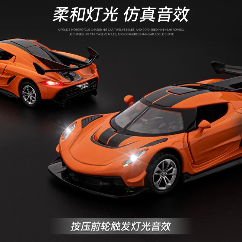 1:36 Jesko Super coche modelo juguetes Metal Diecast luz música tirar hacia atrás coches deportivos colección de modelos vehículo de carreras regalo niños