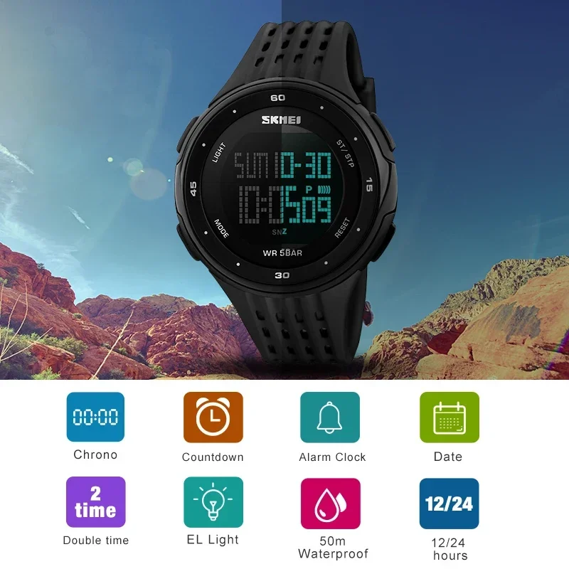 SKMEI-reloj Digital para hombre y mujer, pulsera deportiva resistente al agua con LED, estilo militar, 4 unidades por Set, 1219