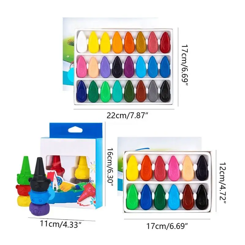 Crayón en forma gota agua 24 colores, bolígrafos para dibujar para niños pequeños, suministros Navidad, y