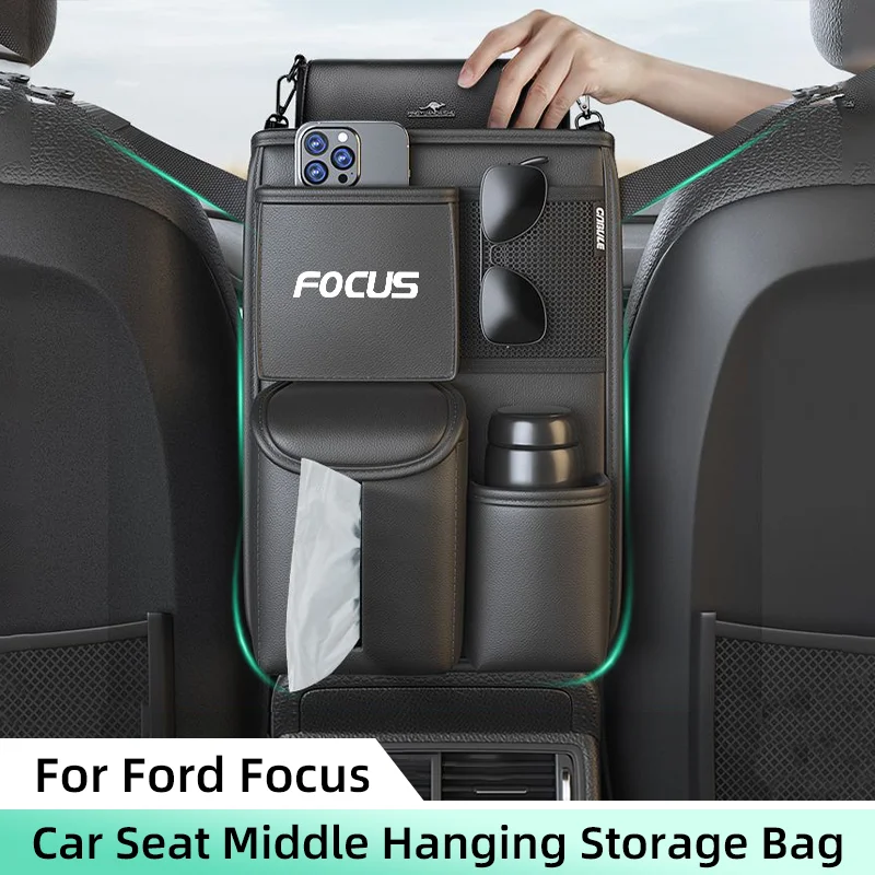 Car Seat Middle Storage Bag For Ford Focus 2 MK2 MK3 MK1 MK4 RS Armrest Hanging Organizer Handbag Holder Pocket Tissue Storage