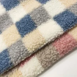 Altai Cashmere Thickened Lamb Velvet Fabric, Cashmere Lattice Fabric, Multicolor Coat Clothing, DIY Sewing, Autumn, Winter