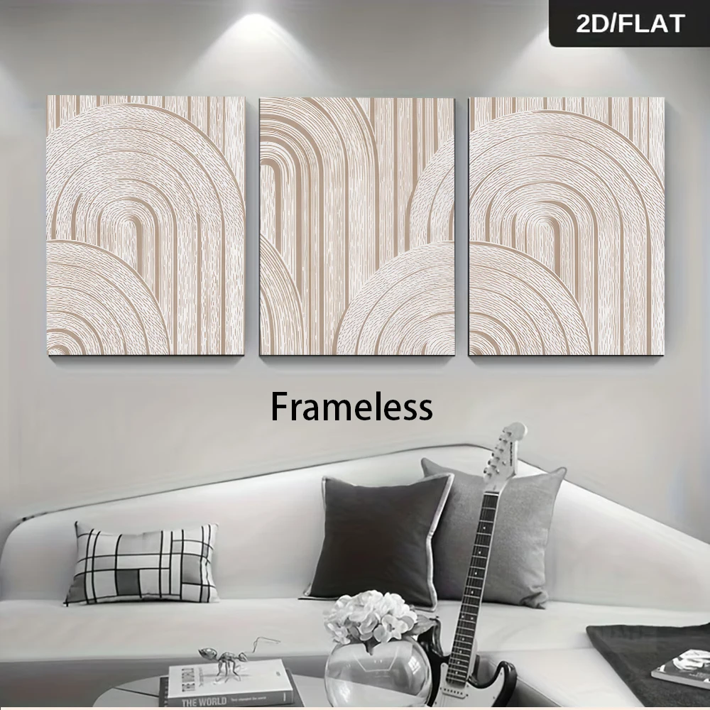 3PCS Frameless,1 set of modern minimalist living room decoration paintings, triptych abstract texture frameless 2D plan
