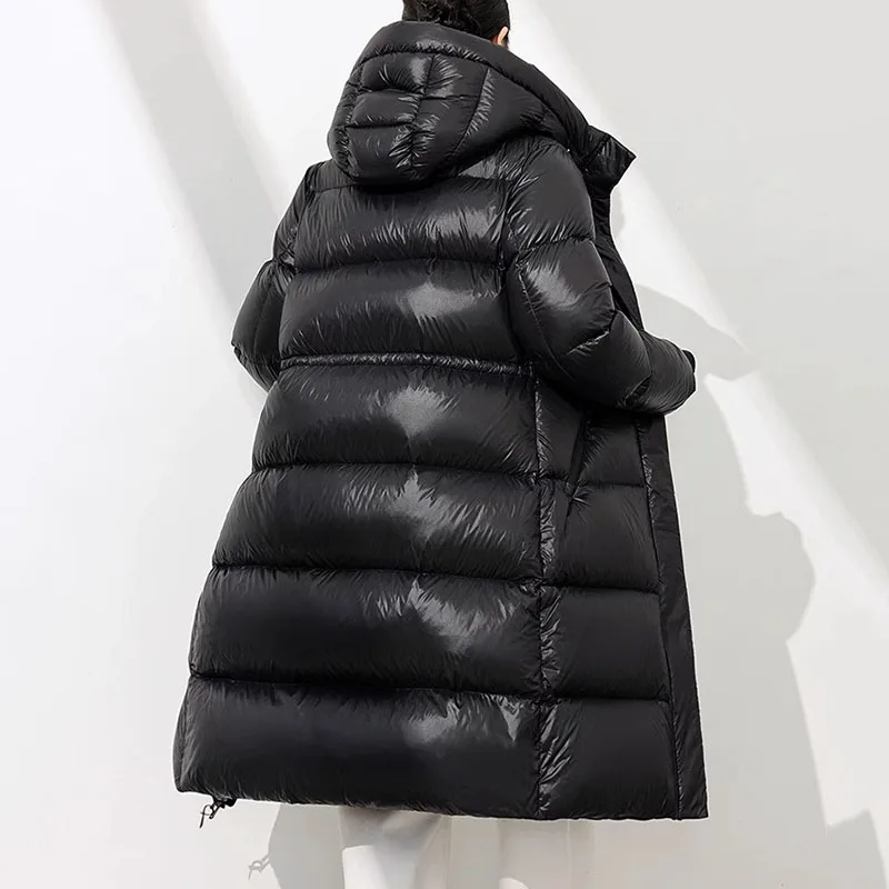 Ocio mujer Parker 2025 nuevo invierno de alta calidad cálido con capucha pato blanco abajo chaqueta de mujer moda abajo chaqueta H465