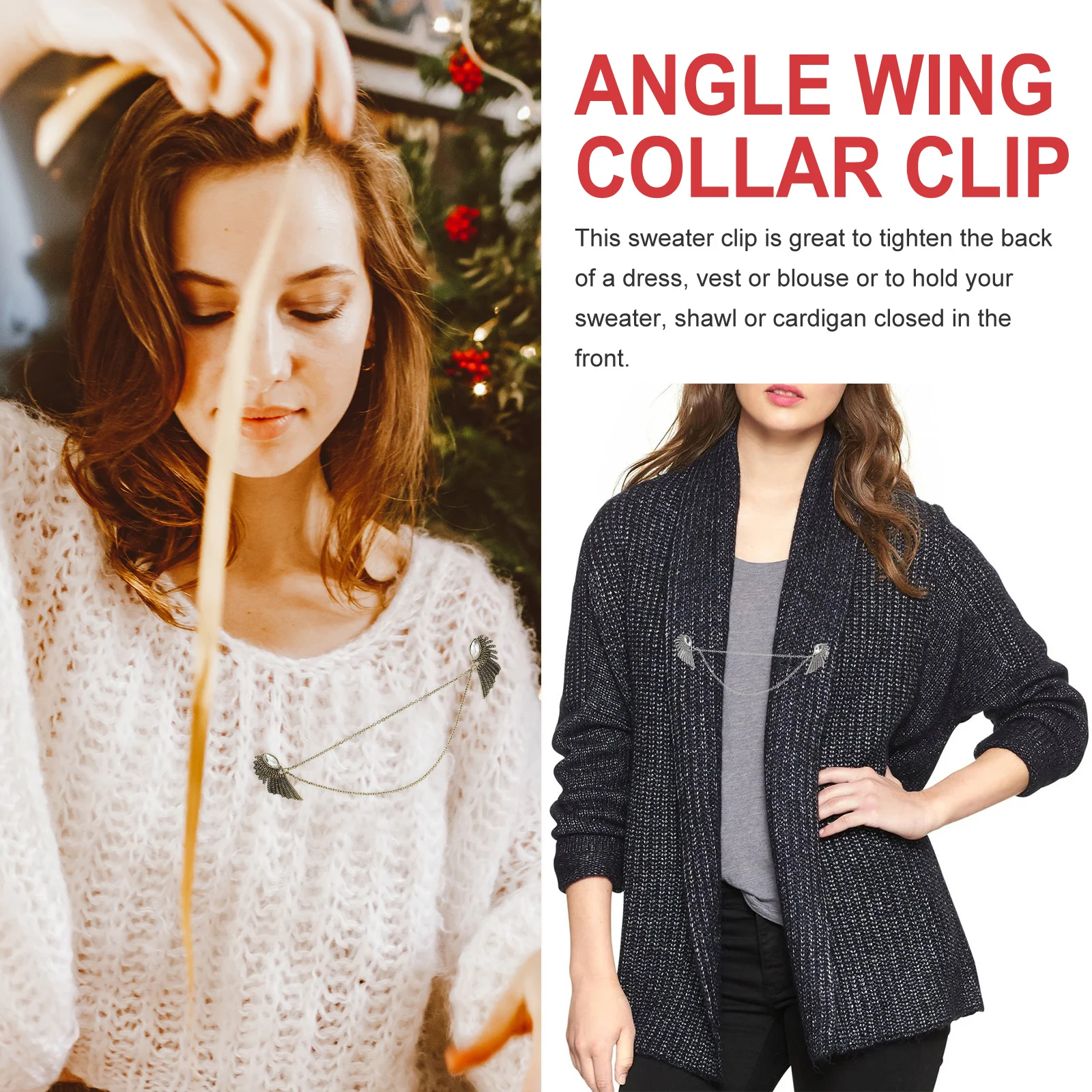 

2pcs Sweater Clip Vintage Angle Wing Collar Pin For Shawl Cardigan Closure Fashion Jewelry Accessory Brooch Clip Women Elegant