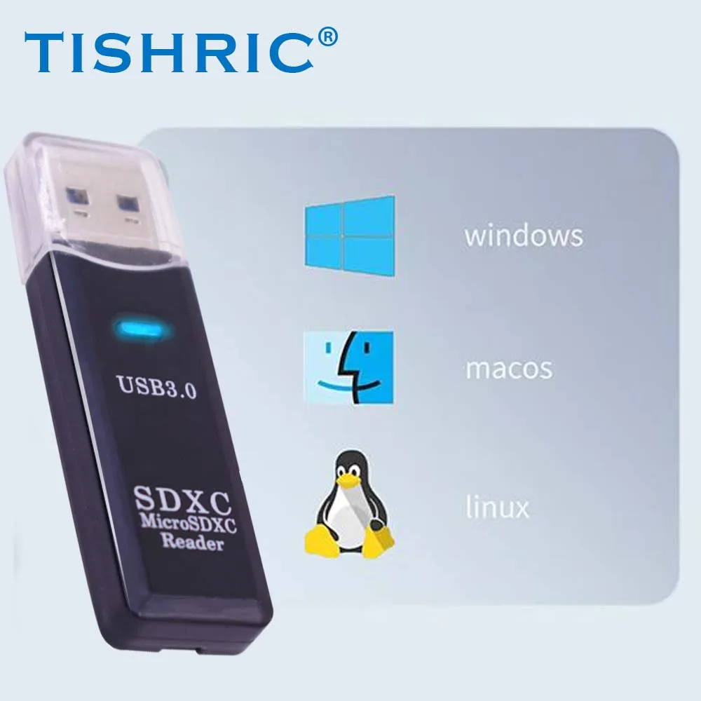 

TISHRIC USB 3.0 Flash Driver 5Gbps with LED Operation Indicator High-Speed Memory Stick Micro SD/TF Card Reader