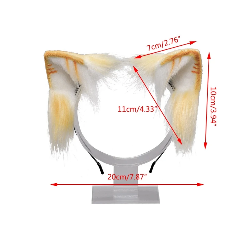ขน faux สมจริง สีส้ม หูแมว ที่คาดผม สัตว์ น่ารัก กิ๊บติดผมตุ๊กตา อะนิเมะ คอสเพลย์ เครื่องแต่งกาย โลลิต้า ผ้าโพกศีรษะ