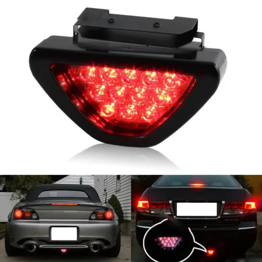 1SET 12V Universal Car Brake Light F1 Triangle Reverse Safety Parking Strobe Fog Lamp LED Rear Laser Tail Brake Stop Light