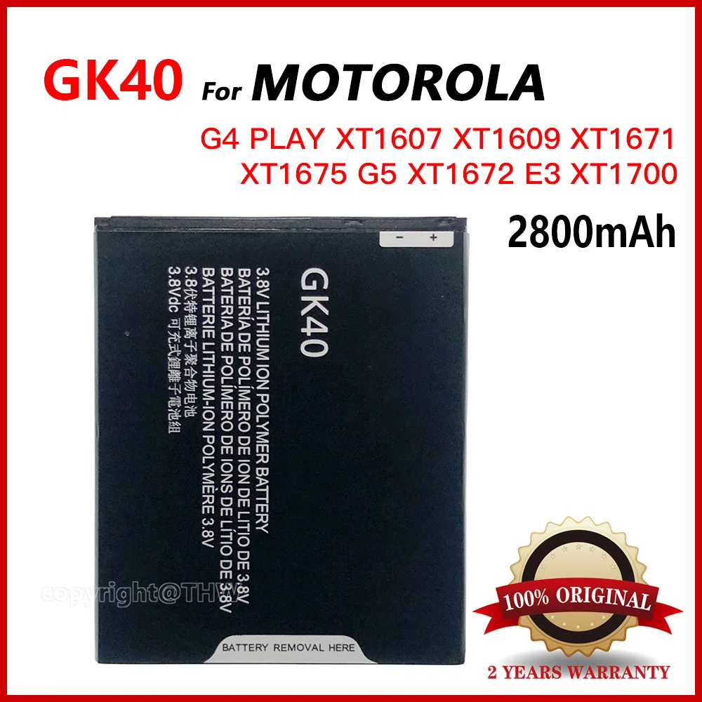 

100% Genuine GK40 2800mah Battery G4 Play For Motorola Moto G4 Play E4 XT1766 XT1607 XT1609 XT1600 MOT1609BAT SNN5976A GK 40