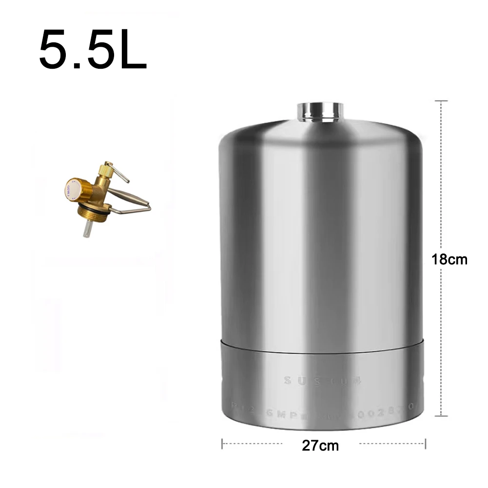 NONE 3,0/4,0 L/5,5 L Leere Gasflasche Kits Outdoor Camping Edelstahl Leere Nachfüllbare Propan Tank Recycelbare Kraftstoffflasche 7