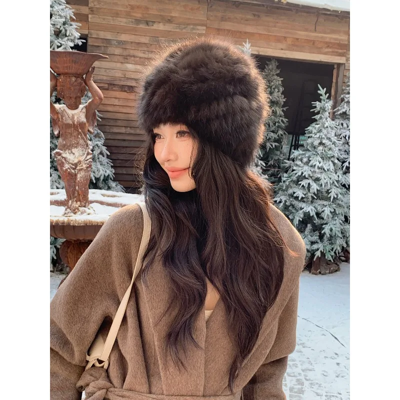

Low-key luxury temperament travel sable fur hat women's winter mink hair hair hat warm ear protection versatile