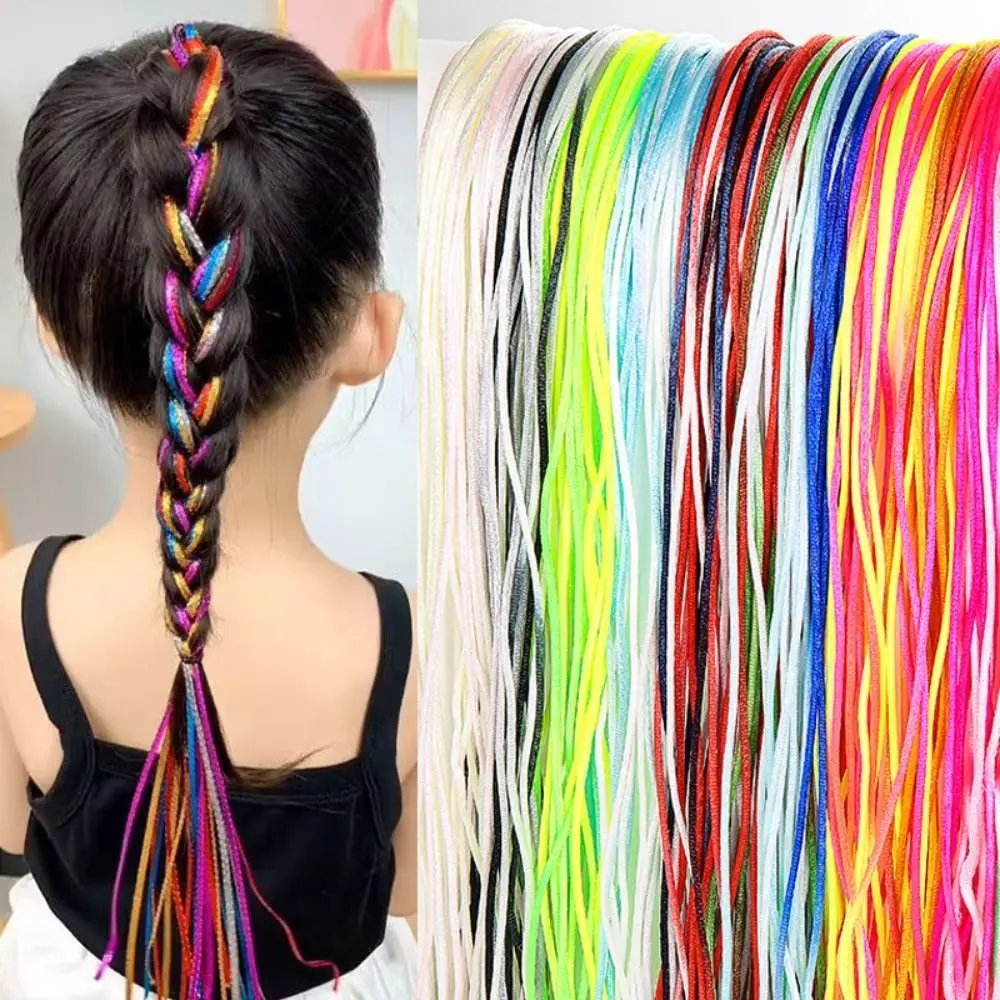 10PCS 1M Mix Colorful Braided Hair Rope Dirty Braid Long Braiding Hair Strings Rope Strands DIY Girl DIY Ponytail