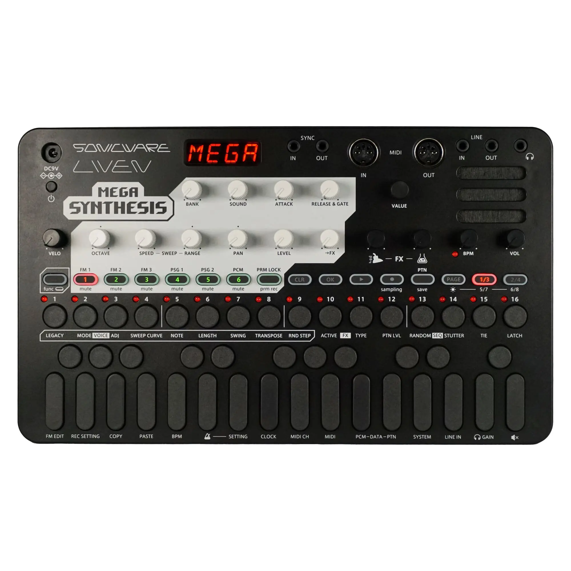 Sonicware LIVEN MEGA SYNTHESIS 8bit Synthesizer, Game, Chip Music