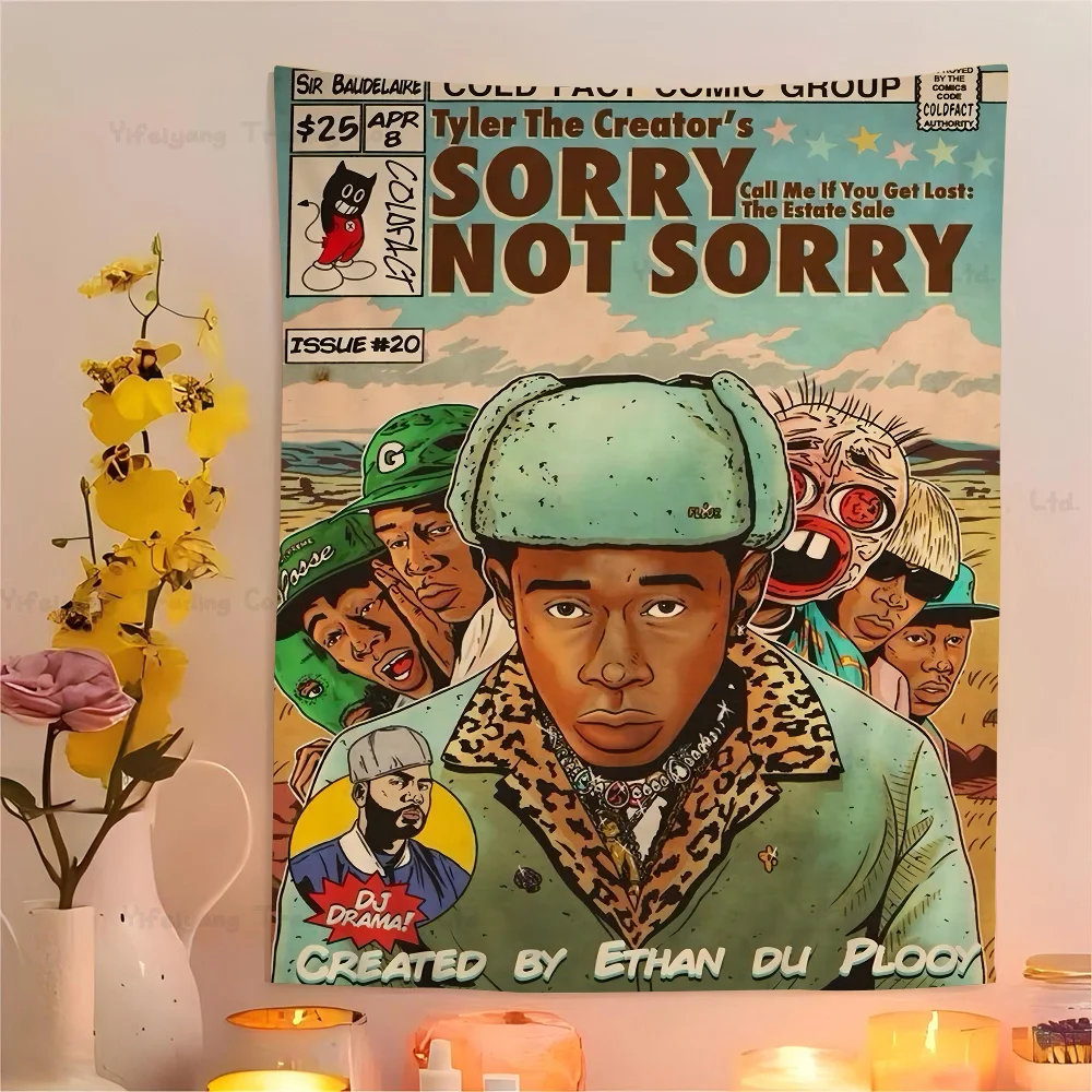 مغني الراب تايلر الخالق الرسم البياني نسيج الفن الخيال العلمي غرفة ديكور المنزل رخيصة الهبي الجدار الشنق