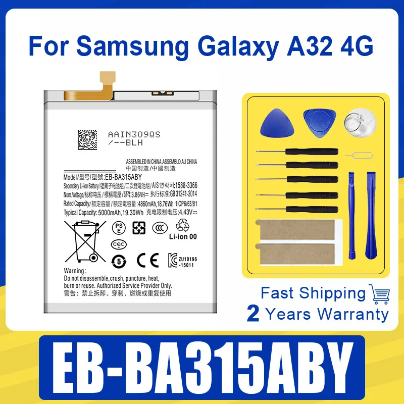 

Совершенно новый аккумулятор EB-BA315ABY 5000 мАч для Samsung Galaxy A32 4G A325f, замена телефона, высокое качество, аккумулятор + инструменты