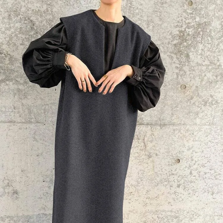 

Japanese Autumn V-neck Sleeveless Vest Women's Dress