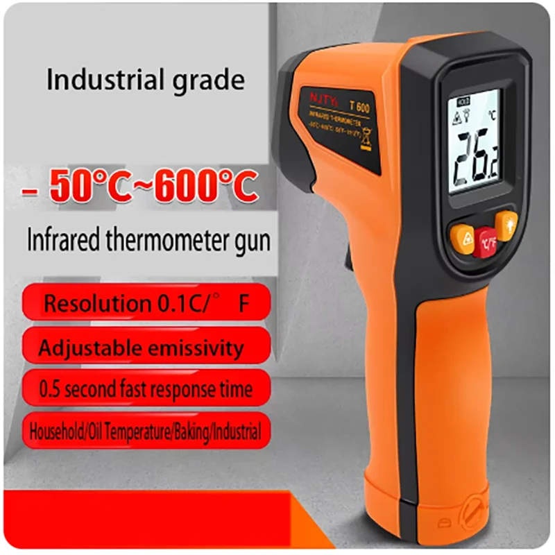 T600 high-precision infrared thermometer water thermometer baking kitchen industrial oil temperature gun