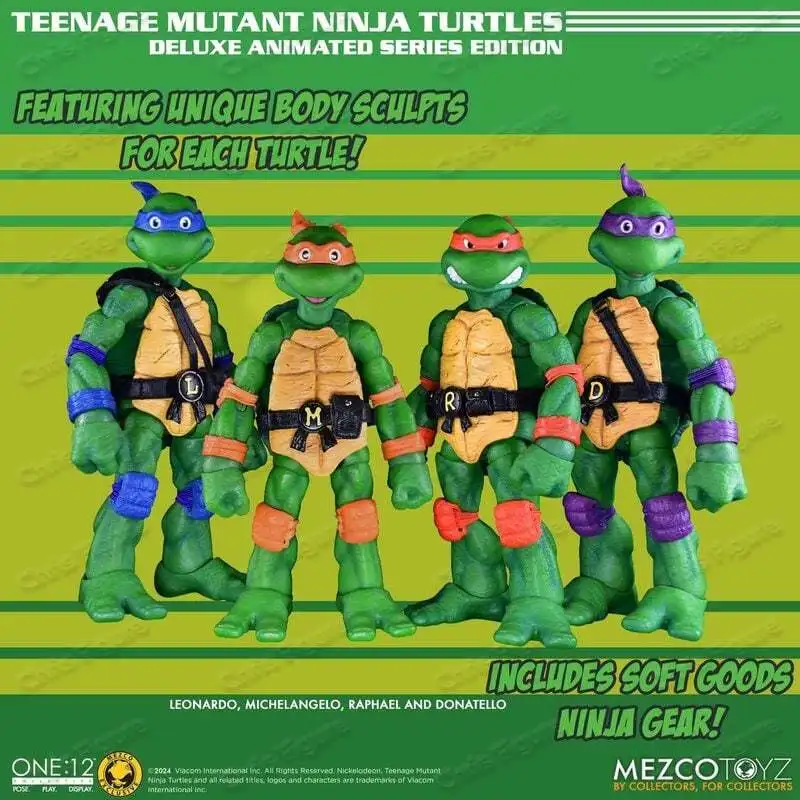 

In Stock Original Box Mezco One:12 Ninja Turtles Deluxe Animation Series Animation Action Figure Model Toy Gift