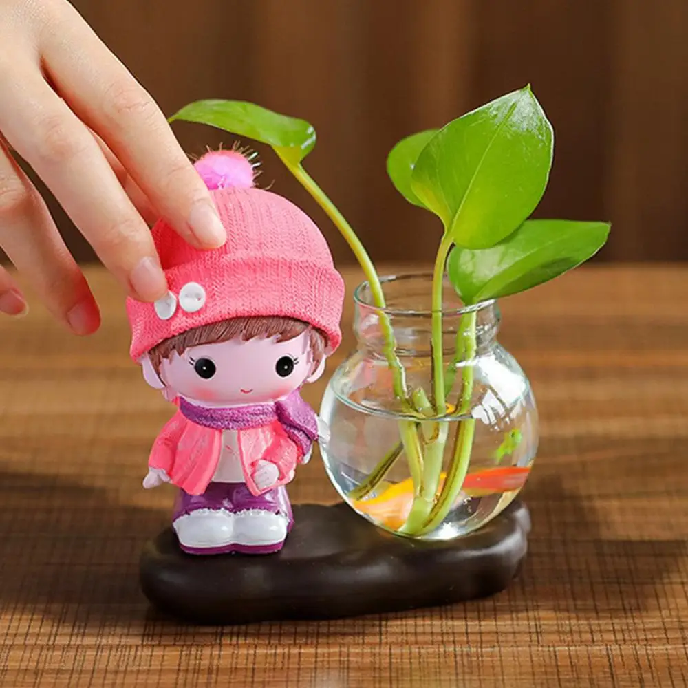 الراتنج الزجاج منتجات البستنة المنزلية عالية الجودة ديكور المنزل رسمت الزخرفية الزهرية الإبداعية زهرية وعاء لحمي مستدير عدم الانزلاق