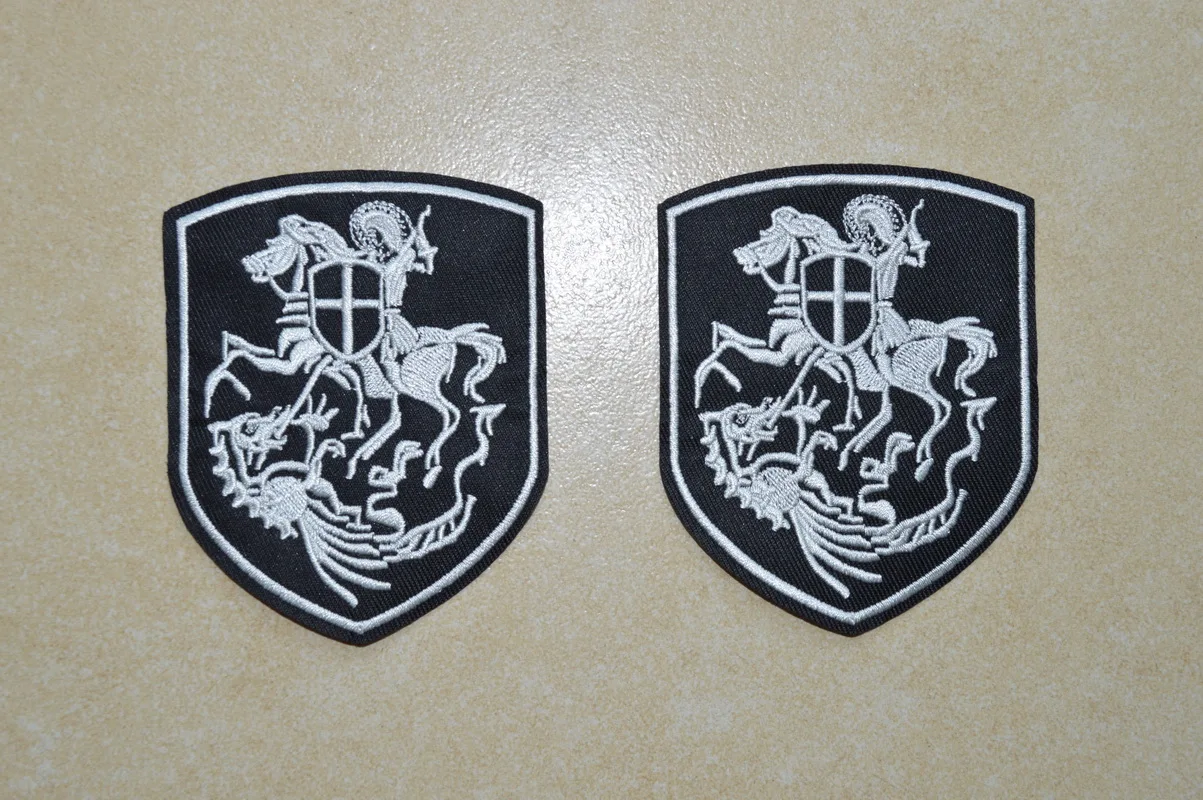 PROUD ST.GEORGE KILL DRAGON EMBROIDERY SHIELD CROSS ORTHODOX PENDANT Crusaders IRON ON PATCH Applique (≈7.3*9 cm or 8*10 cm)