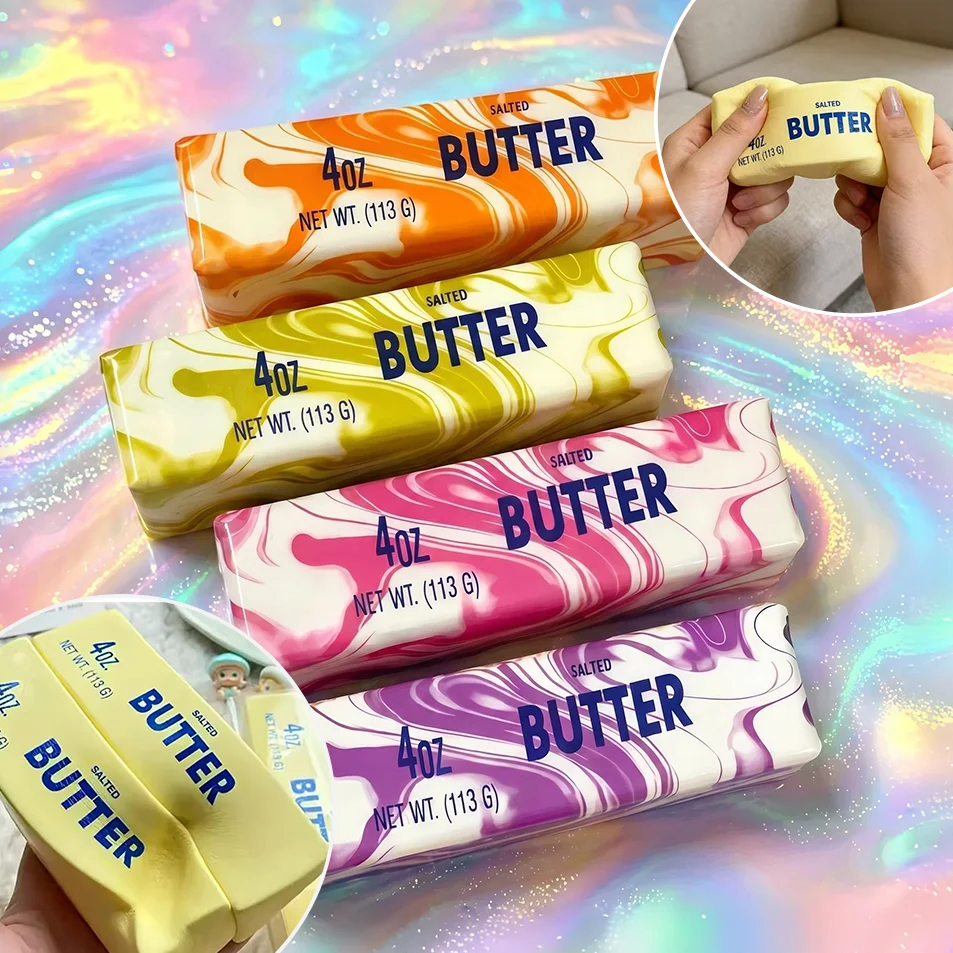 Super Squishy Butter Cheese Stick Soft Squishy Butter Slow Recovery Fidget Toy Squeezing Stress-relieving Relaxing Gifts