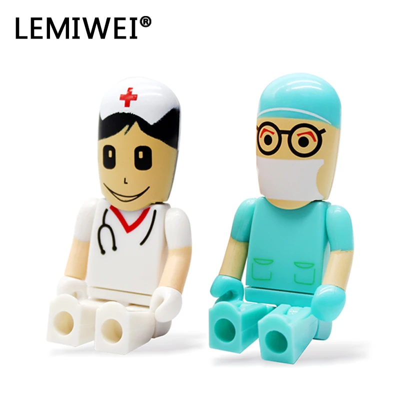 Mini Bác Sĩ Y Tá USB Đèn LED Hoạt Hình Bác Sĩ Nha Khoa Y Tế Công Nhân Dễ Thương Pendrive 16GB 32GB 64GB Bút Ổ Đĩa U Cel USB