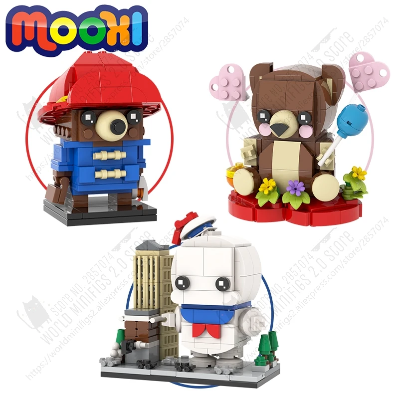 Movie Series DIY Characters Building Blocks Creative Cartoon Bear Animals Marshmallow Ghost Models Assembly Bricks Toys For Kids