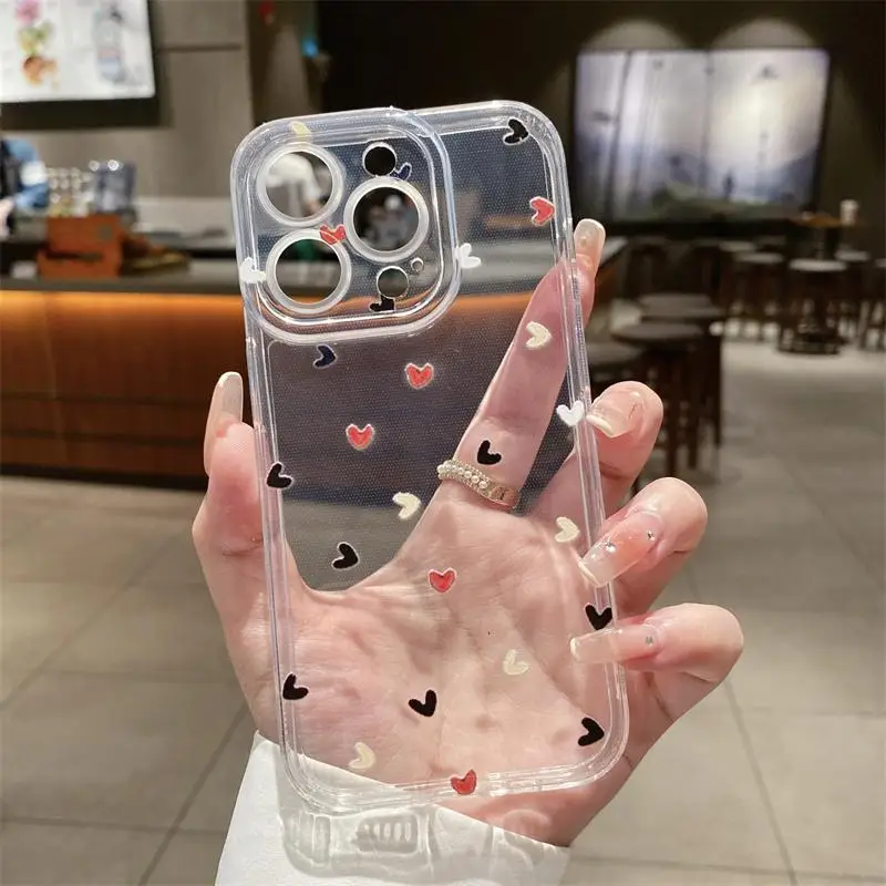 Love Heart Daisy Clear Case For Samsung Galaxy S24 Ultra S23 Plus S20 FE A54 A53 A31 A12 A14 A51 A32 A52 A52S A05 A04 A04E Cover