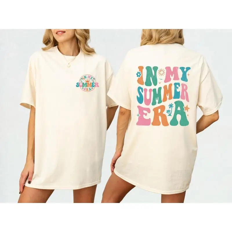 

Футболка In My Summer Era, женская забавная текстуровая футболка для женщин, пляжные вибрации для девочек, семейный отдых
