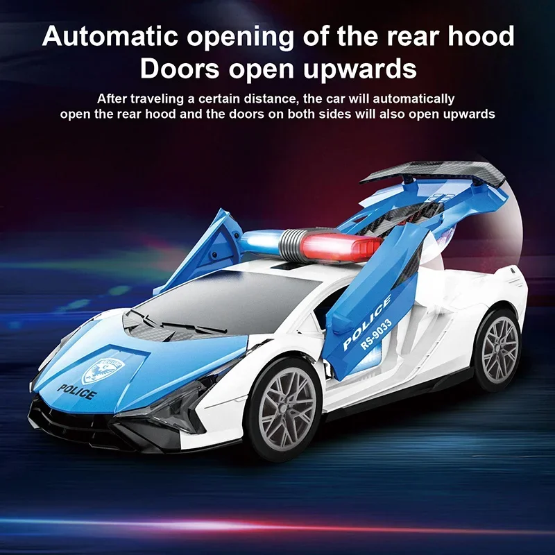 

Electric Car Sports Racing Boy Car Toy Gift for Boys,Electric Police Car Toy Universal Wheel Transformation with Music Light