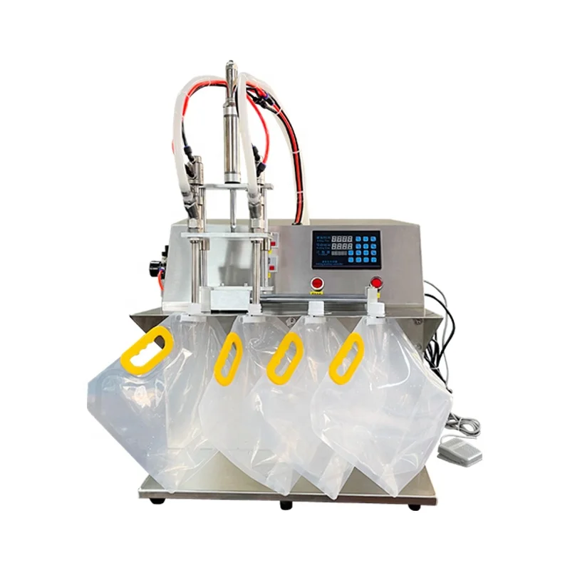 Semi-automatic Desktop Double Heads Liquid Oil Milk Juice Honey Water Filling Machines For Spout Pouch Bag