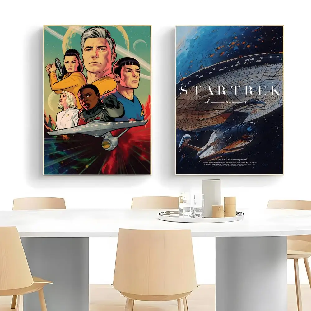Vintage Sci Fi Movie S-Star trek Poster  Self-adhesive Art Waterproof Paper Sticker Coffee House Bar Room Wall Decor view 5