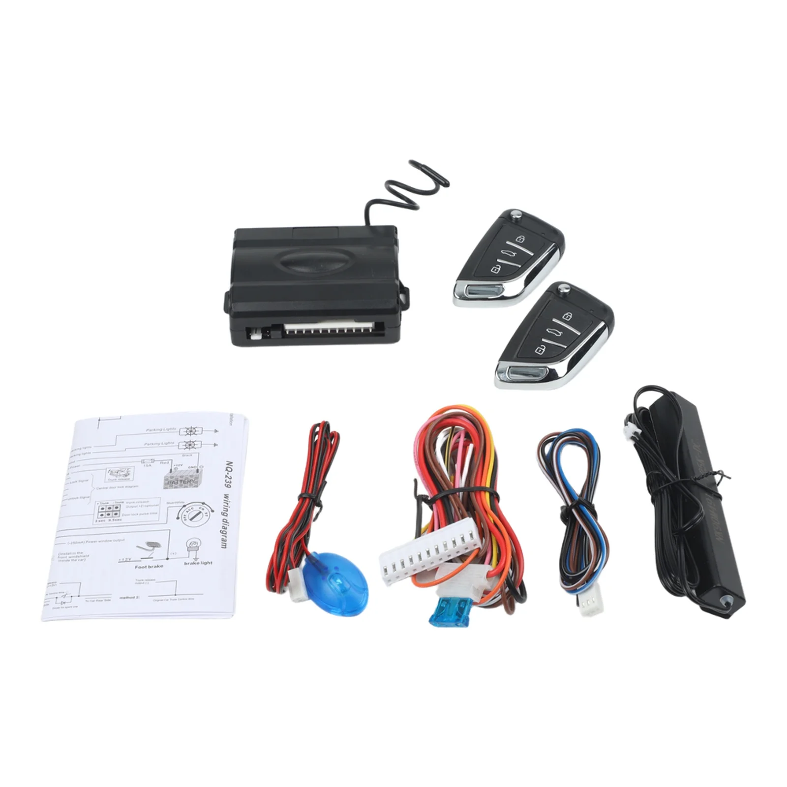 Keyless Entry System Kit with PKE Induction and Manual Remote Modes Supporting Find Car Trunk Open and Direction Signal Output